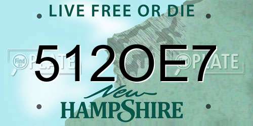512OE7 New Hampshire License Plate