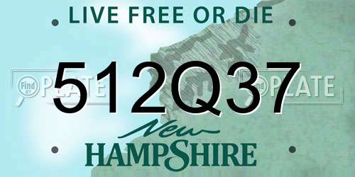 512Q37 New Hampshire License Plate