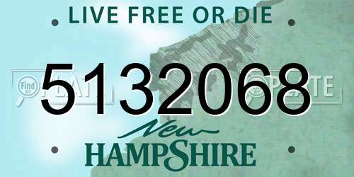 5132068 New Hampshire License Plate