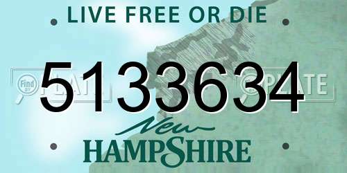 5133634 New Hampshire License Plate