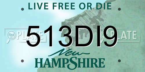 513DI9 New Hampshire License Plate