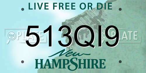 513QI9 New Hampshire License Plate