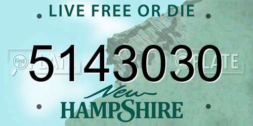5143030 New Hampshire License Plate