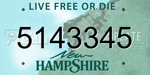 5143345 New Hampshire License Plate