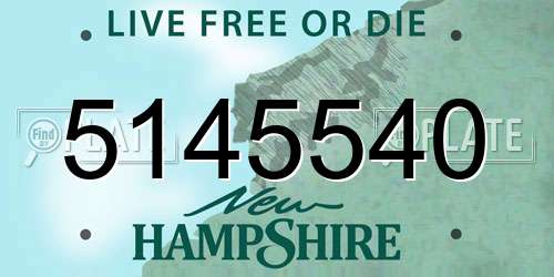 5145540 New Hampshire License Plate