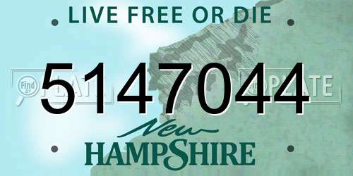 5147044 New Hampshire License Plate