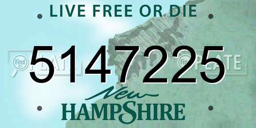 5147225 New Hampshire License Plate
