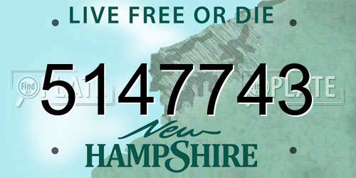 5147743 New Hampshire License Plate