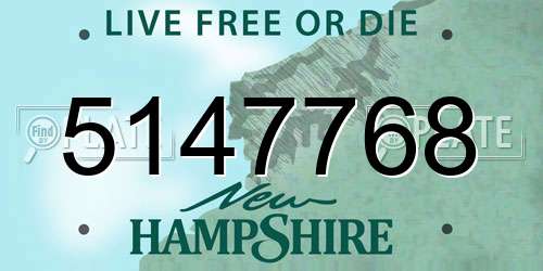5147768 New Hampshire License Plate
