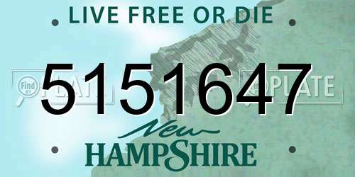 5151647 New Hampshire License Plate