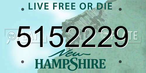 5152229 New Hampshire License Plate