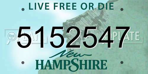 5152547 New Hampshire License Plate
