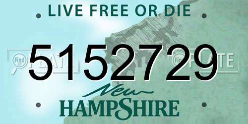 5152729 New Hampshire License Plate