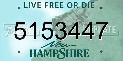 5153447 New Hampshire License Plate