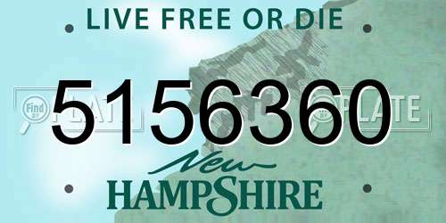 5156360 New Hampshire License Plate