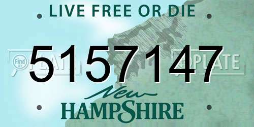 5157147 New Hampshire License Plate