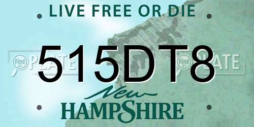 515DT8 New Hampshire License Plate