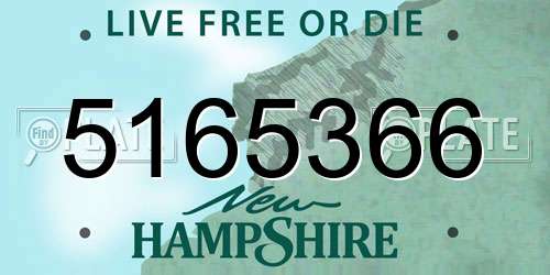 5165366 New Hampshire License Plate