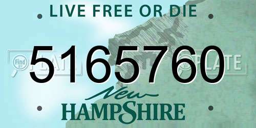 5165760 New Hampshire License Plate