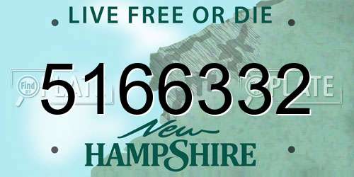 5166332 New Hampshire License Plate