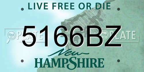 5166BZ New Hampshire License Plate