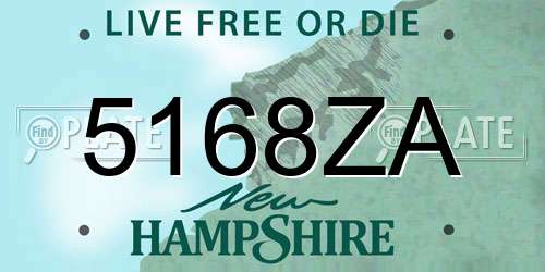 5168ZA New Hampshire License Plate