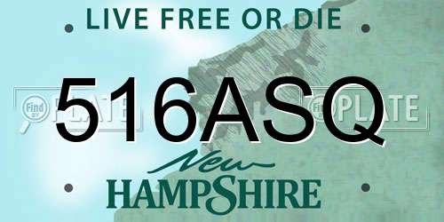516ASQ New Hampshire License Plate