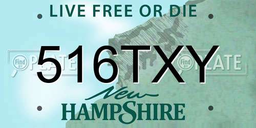 516TXY New Hampshire License Plate