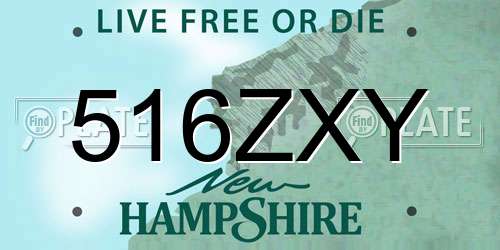 516ZXY New Hampshire License Plate