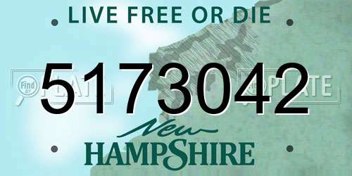 5173042 New Hampshire License Plate