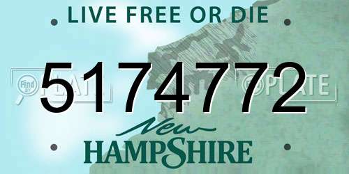 5174772 New Hampshire License Plate