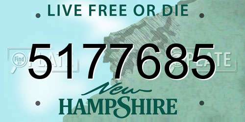 5177685 New Hampshire License Plate