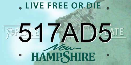 517AD5 New Hampshire License Plate