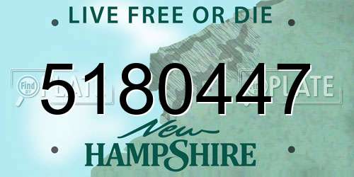 5180447 New Hampshire License Plate