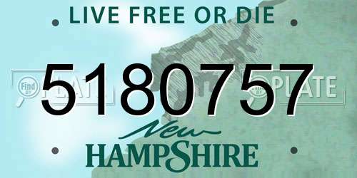 5180757 New Hampshire License Plate