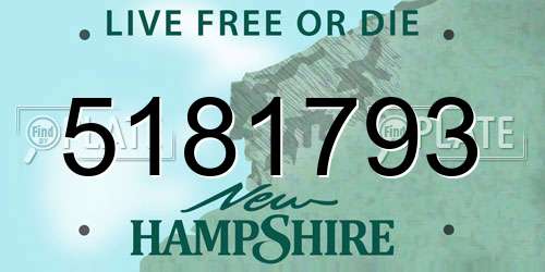 5181793 New Hampshire License Plate