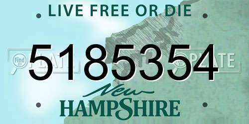 5185354 New Hampshire License Plate
