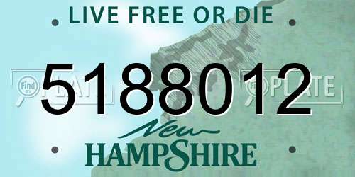 5188012 New Hampshire License Plate