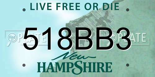 518BB3 New Hampshire License Plate