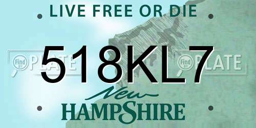 518KL7 New Hampshire License Plate