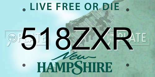 518ZXR New Hampshire License Plate