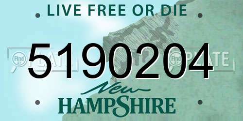 5190204 New Hampshire License Plate