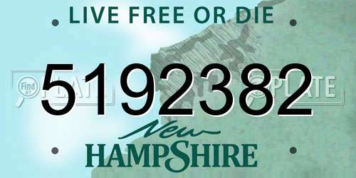 5192382 New Hampshire License Plate