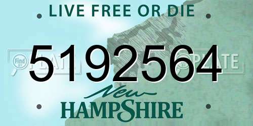 5192564 New Hampshire License Plate