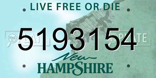 5193154 New Hampshire License Plate