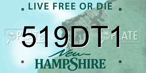 519DT1 New Hampshire License Plate