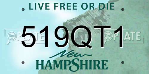 519QT1 New Hampshire License Plate