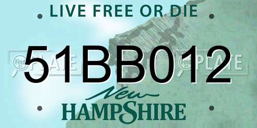 51BB012 New Hampshire License Plate