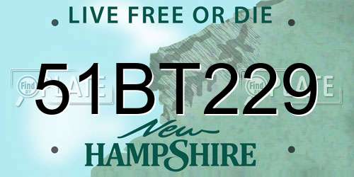 51BT229 New Hampshire License Plate