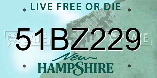 51BZ229 New Hampshire License Plate